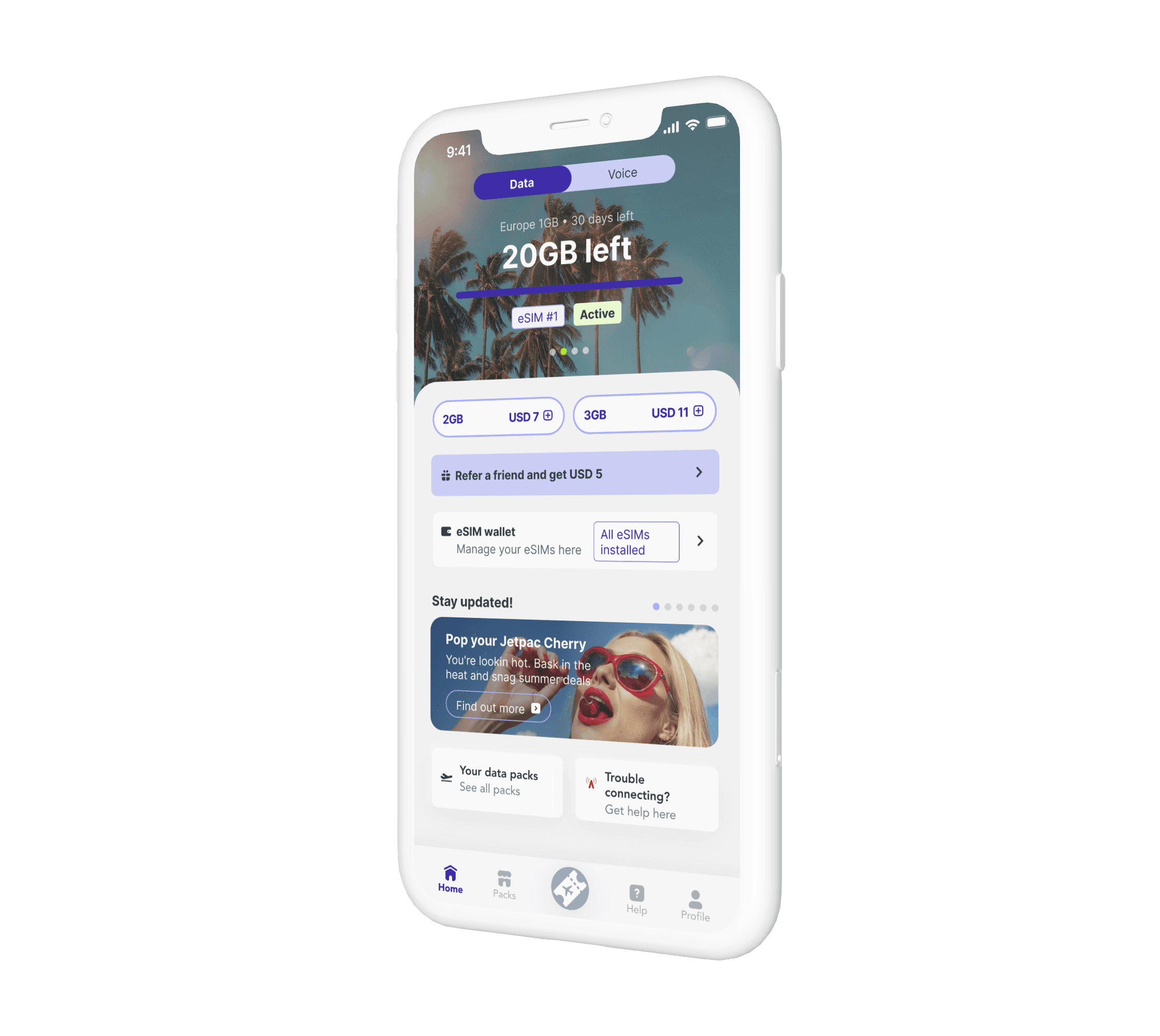 Jetpac app mockup mobile